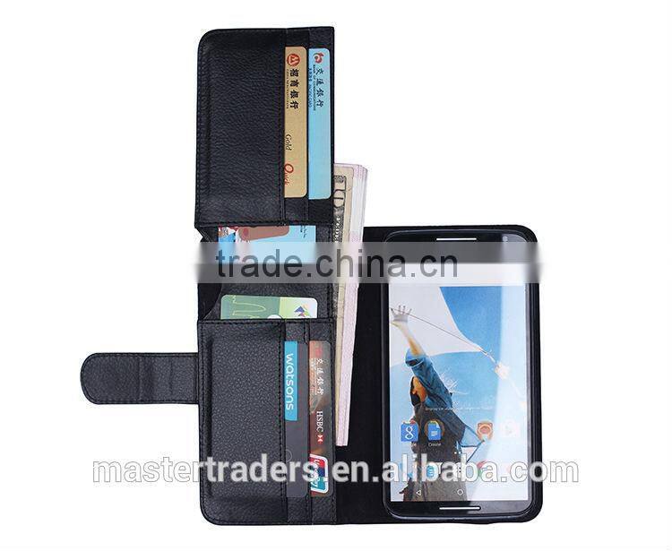 Cheap Multi Function Litchi Grain Stand Wallet PU Leather Case With Card Slot And PC Back Cover For Google 6 MT-3690