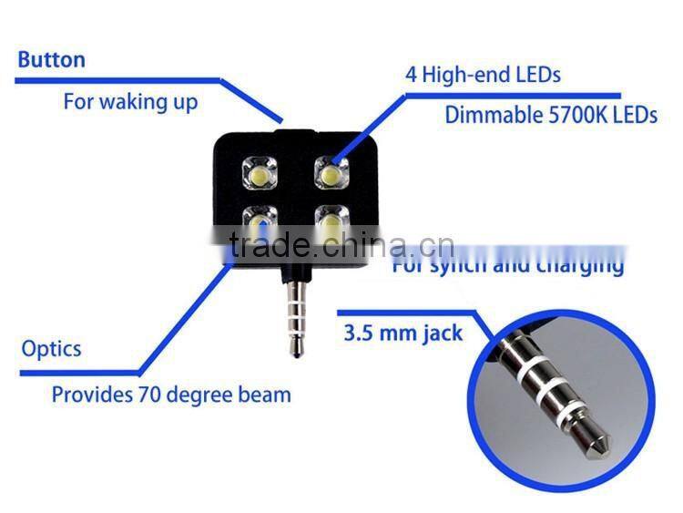 Universal iblazr RK06 RK-06 Mini Portable LED Selfie Flash Light Adapter for Phone Camera with 4 LED Light
