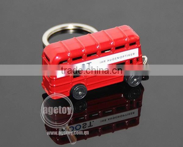3D Mini Bus Shaped Customized Printing Promotional Souvenir Double-deck London Bus Keychain