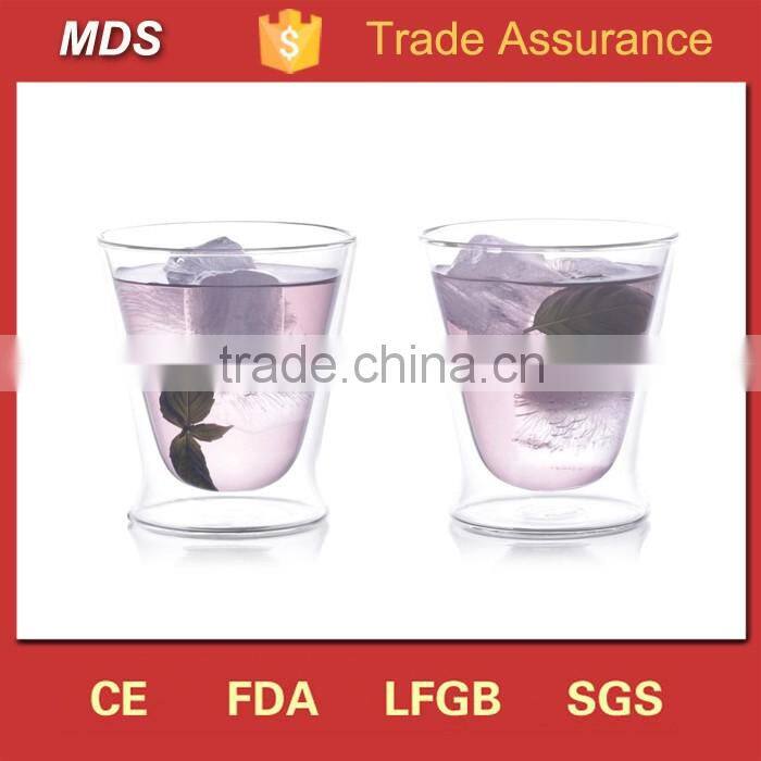 Sale double wall clear glass mug without handle