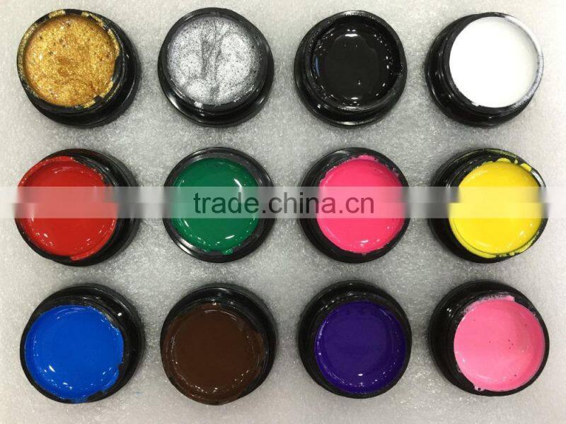 2015 fashion versatile uv gel nail polish 12 color soak off painting gel carving nail crystal powder