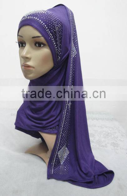 JL041 latest cotton jersey scarf with rhinestones,muslim hijab
