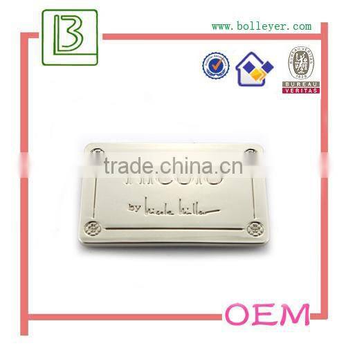 high gloss metal custom handbag logo labels