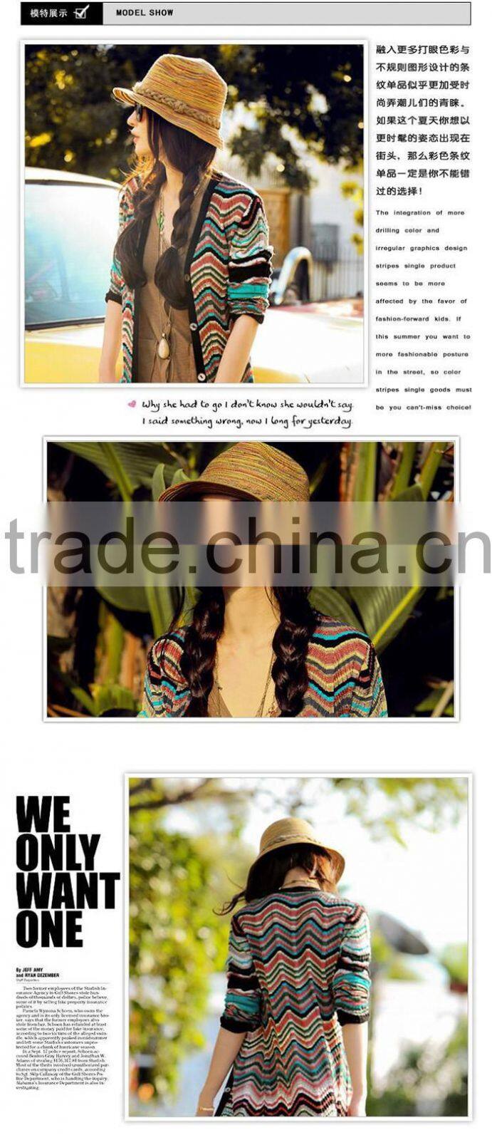 Fedora straw caps with braided rope casual style striped hats