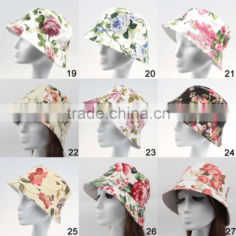 lady floral print bucket hat sun cap