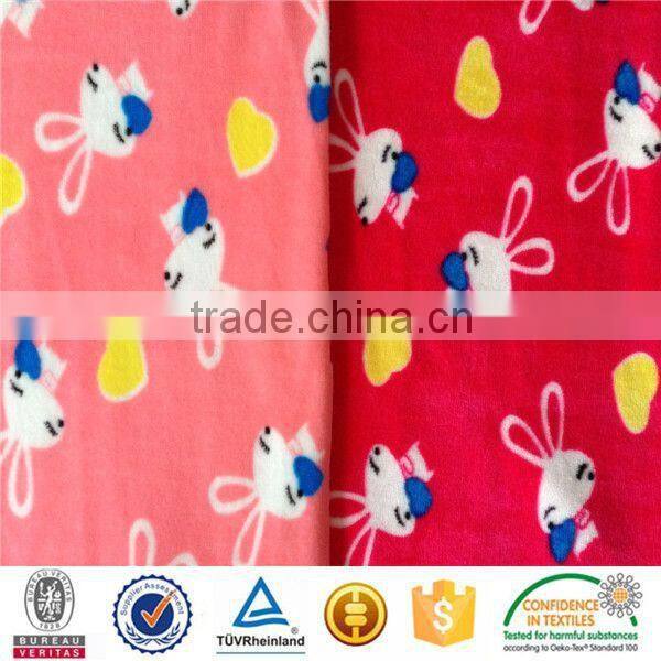 Clothing used spandex fabric , good hand feeling printed velboa plush fabric 75D/36F ,high quality fabric