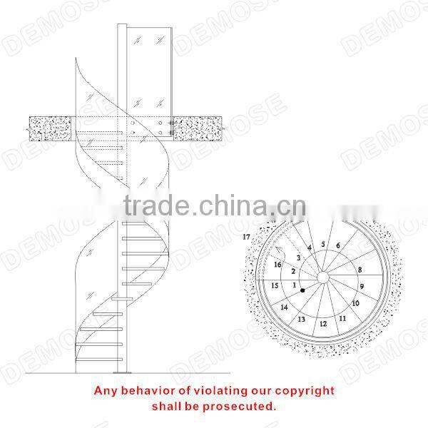 Spiral stairs with glass railing/Best quality spiral staircase for sale