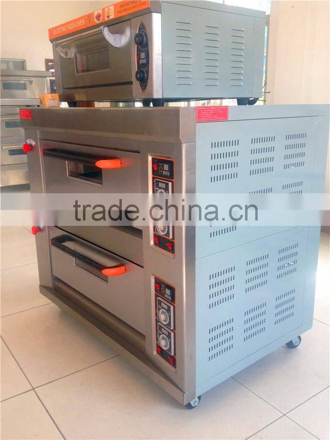 Cheap price 2 deck 4 trays gas pizza oven with ceramic stone,bakery equipment