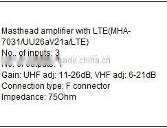 Masthead amplifier-- MHA-7031UU26aV21a-LTE