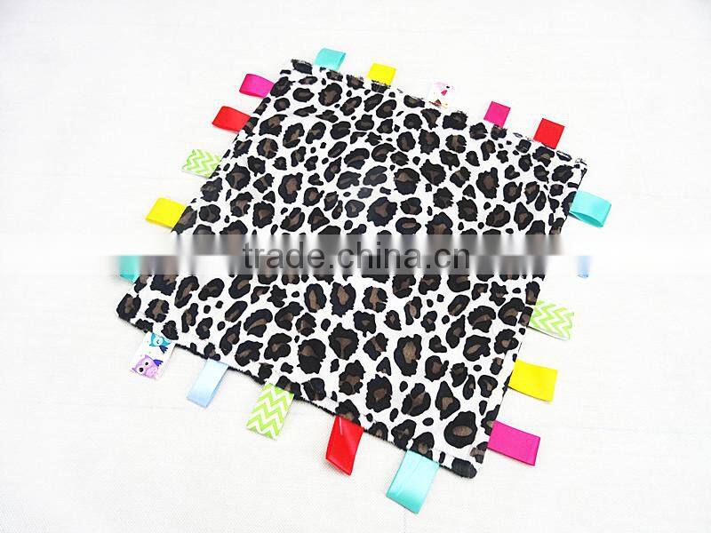 Lovely Snow Leopard Minky Print Mini Rag Blanket Baby Tag Blanket