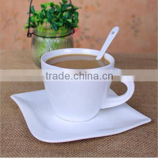 Corporate gift white blank custom printed ceramic coffee mugs with saucer