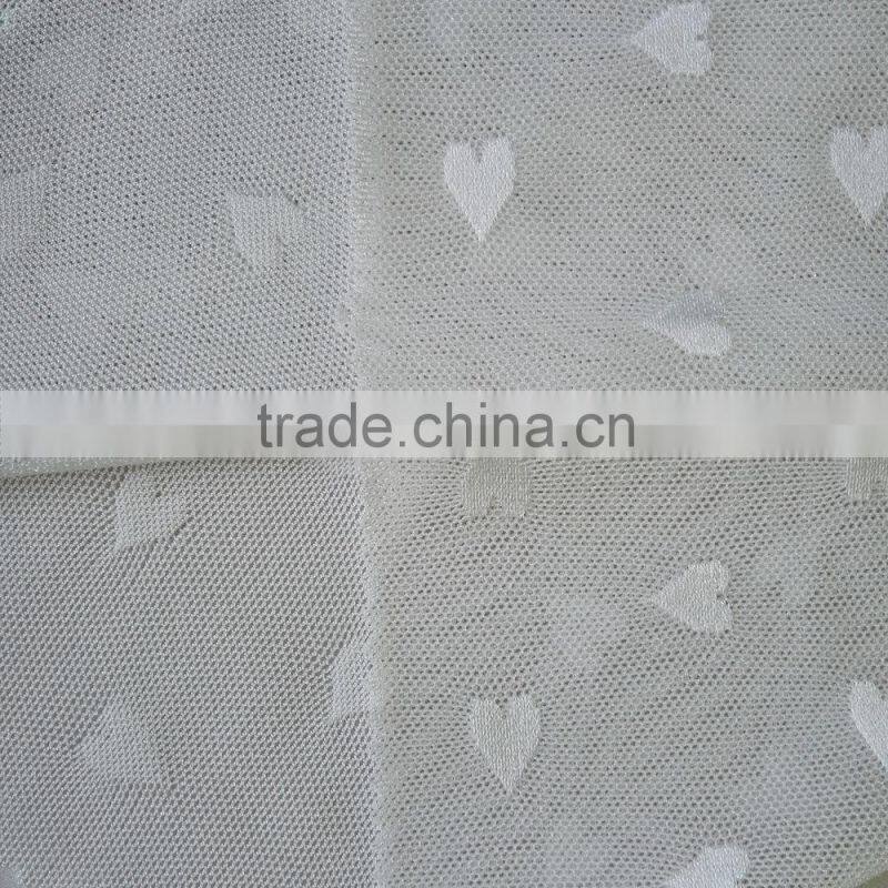 Factory new design 87/13 nylon spandex heart shape patern jacquard mesh fabric, garments jacquard mesh fabric