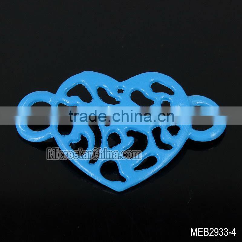 New design spray paint alloy heart connector jewelry bracelet necklace connector