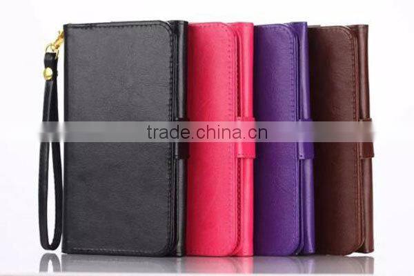 universal pu leather case for samsung galaxy S6,wristlet wallet case for big phone