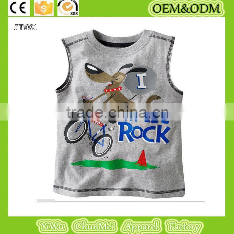 fashion custom Infant 100%Cotton Sleeveless Raglan baby kids t shirts Printing t shirt children's clothes