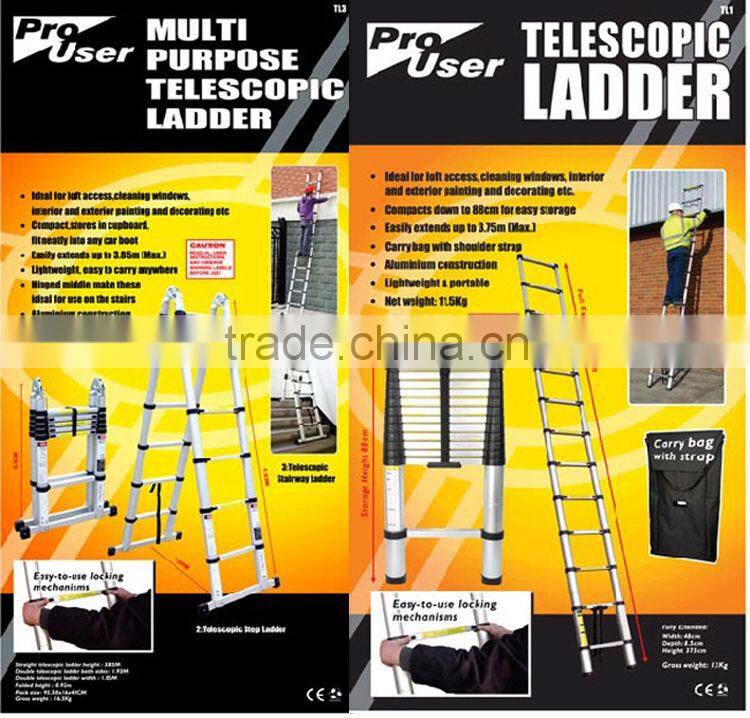 3.8m Aluminium Telescopic Ladder with certificates