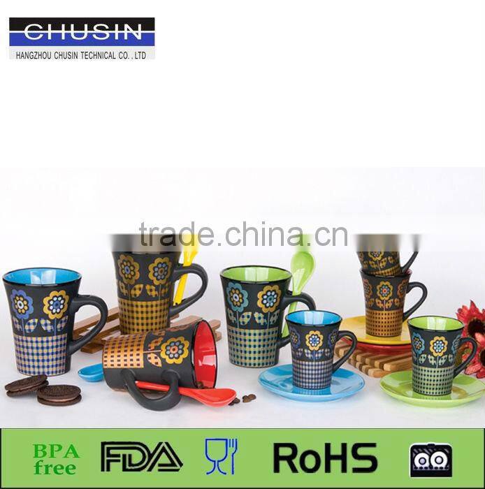 customized ceramic mug with handle in flower design