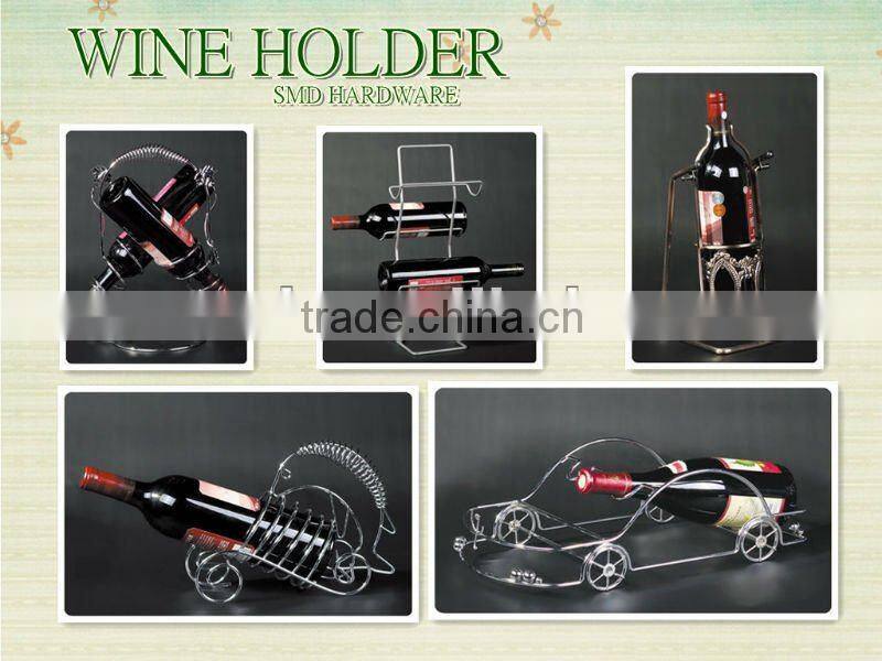 Chrome metal bronze rack for wine bottles