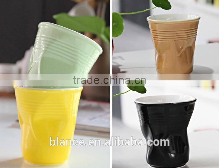 cheaper ceramic crinkle cup in creative shape