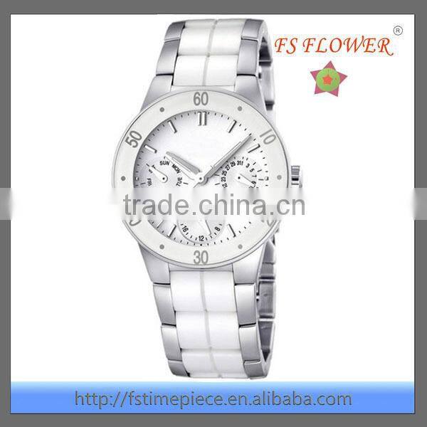 Womens Multifunction White Ceramic Watch