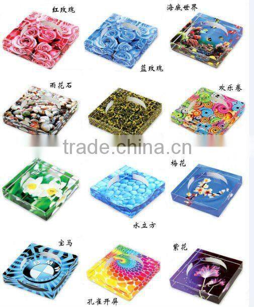 fish color printed crystal ashtray /tobacco cigar/smoking craft ashtray useful(R-0974