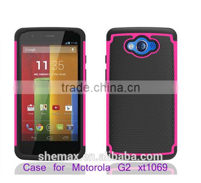 shockproof cover case for motorola moto g2/two in one hybrid back cover for moto g2 xt1069