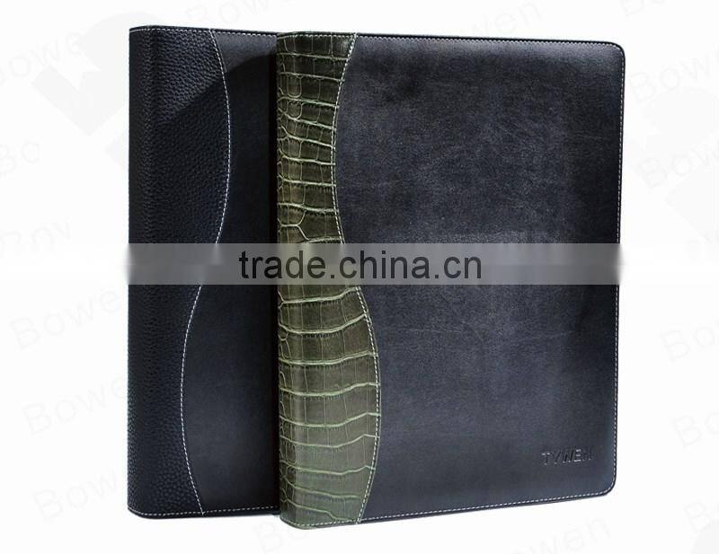 leather folder with 3 ring binder/organized file folder
