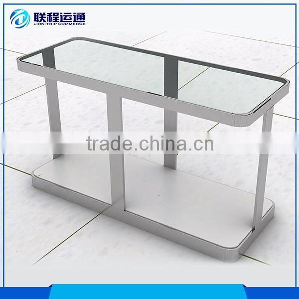 Two layers display stand stainless PVC foam board display showcase table