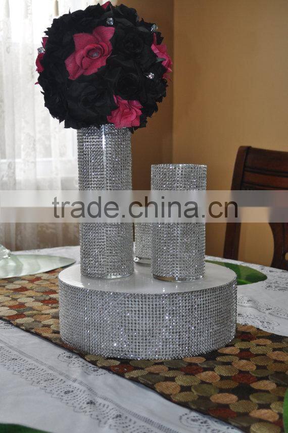 24 Rows Plastic Rhinestone Mesh Trimming for Decoration