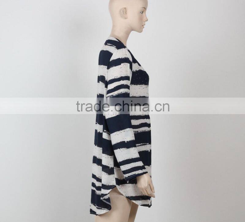 woman casual dress shirt dress chiffon fabric black and white woman clothing Guangzhou