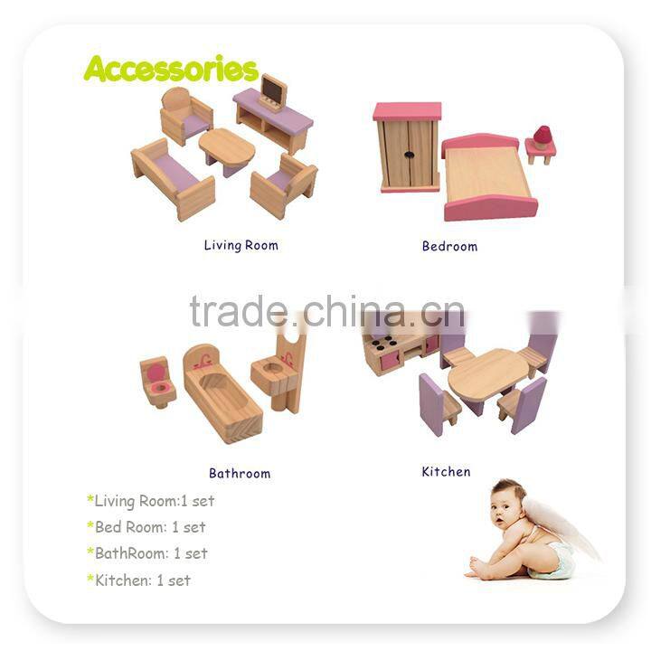 Kids Lovely Wooden Dollhouse