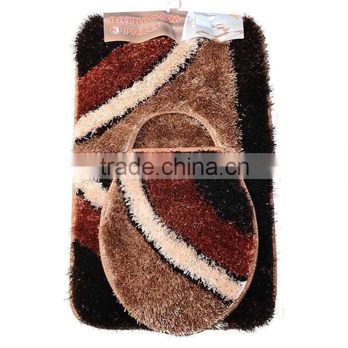 100%Polyester Shaggy 3PCS Bath Mats Set With Modern Design