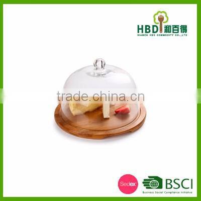 Environmental Kitchen Storage Bamboo Glass Cheese Dome set