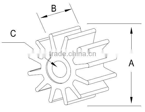 Neoprene Rubber Impeller for Jabsco Impeller 17240-0001/18789-0001,sea water pump