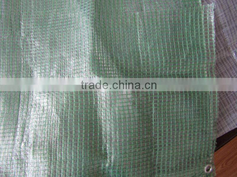 Strong clear or green mesh tarpaulin sheet used for building trade