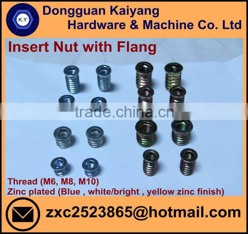 Insert Nut/ Wood Insert Nut / Hex Socket (Furniture Fastener); Bright(White)/Blue/Yellow Zinc Plated; M6, M8, M10