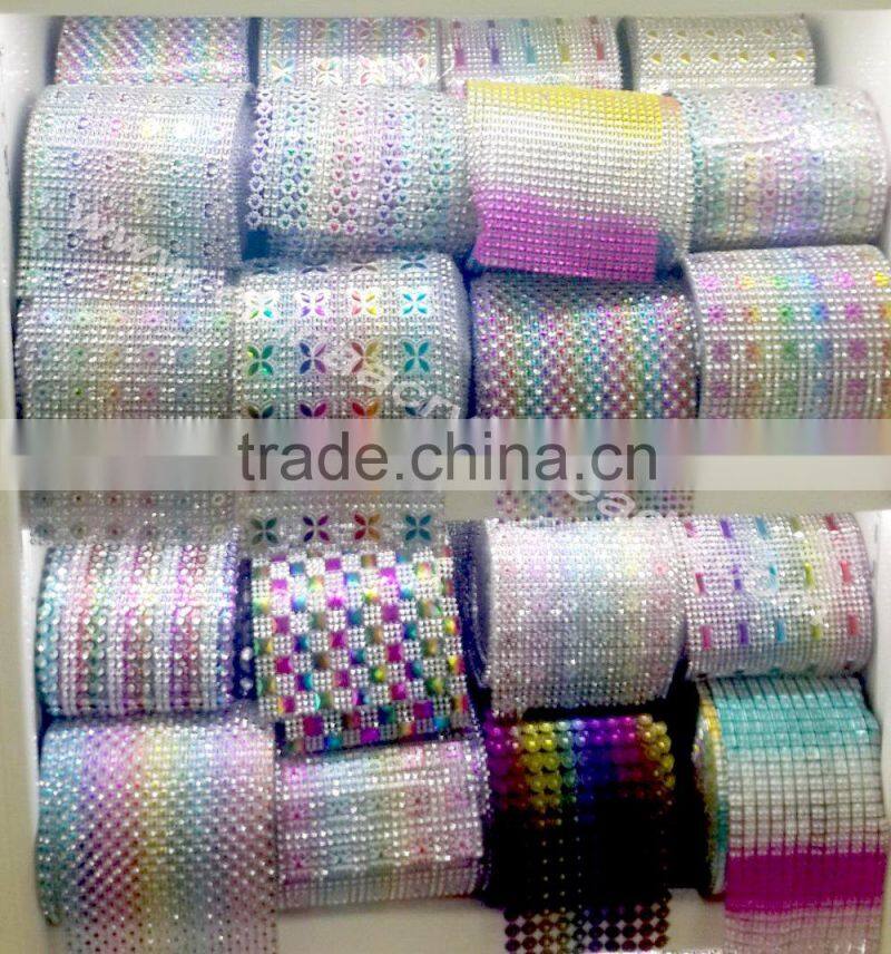 silver diamond wrap rolls mesh for floral wedding decoration 24row 10 yard