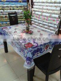 Newest rectangle transparent printed all-in-one vinyl tablecloth piece/roll