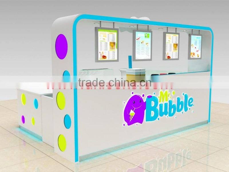 Modern style bubble tea kiosk shopping mall bubble tea kiosk design for sale