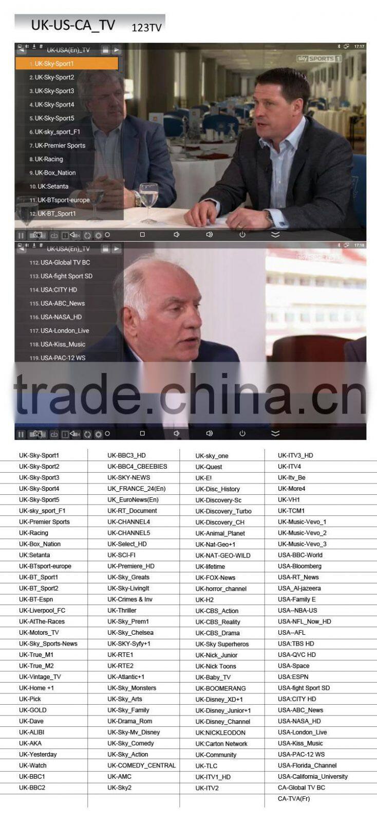 976 free TV channels rockchip cpu 4k output hybrid ott iptv box