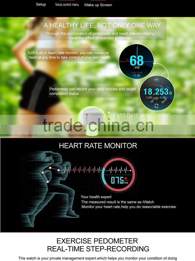 MT2502A Compatible OS including IOS and Android 1.54" IPS touch screen bluetoothwatch