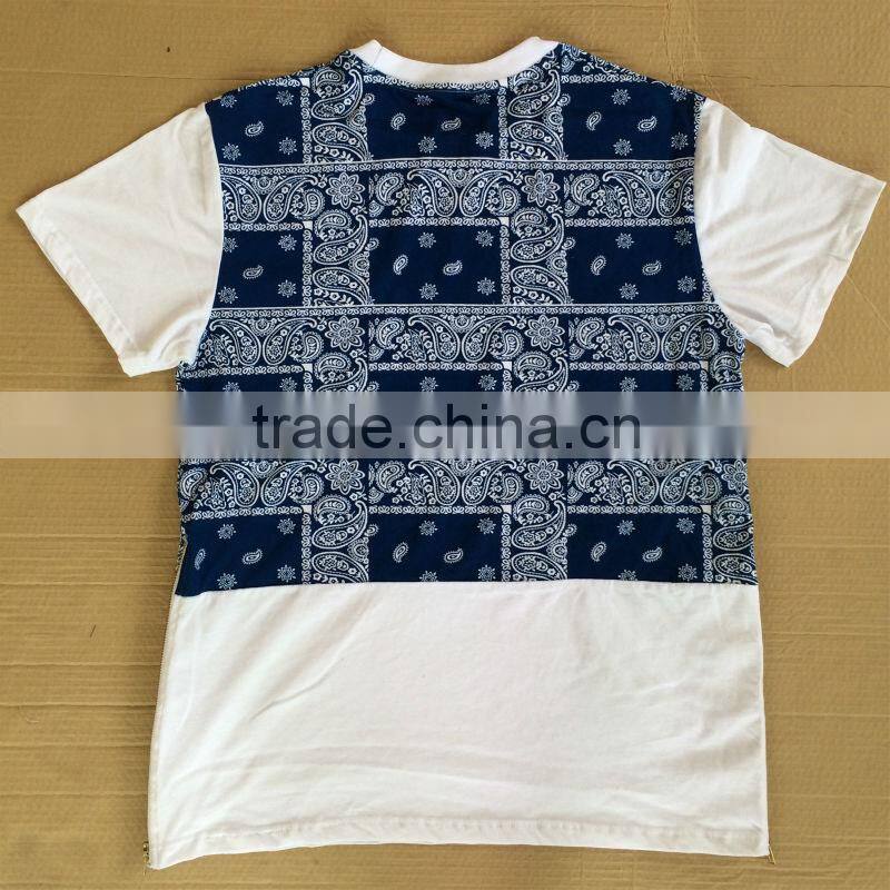 short sleeve print black unisex women men paisley zippers bandana extendo custom paisley zip extendo t shirt tee