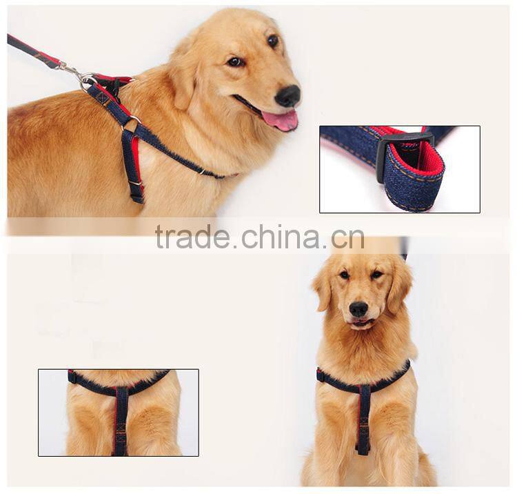 Amazon Seller Supplier Branded High Quality Cheap Price Dog Product Jean Denim Pet Dog Harnesses Leashes