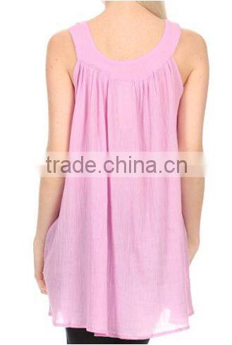 Sequin Embroidered Relaxed Fit Sleeveless V-Neck Top