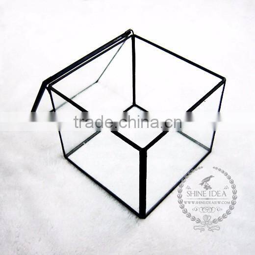 11.5*11.3*10cm geometric cube glass terrarium flower arrangement air plant planter greenhouse home decoration 0100010