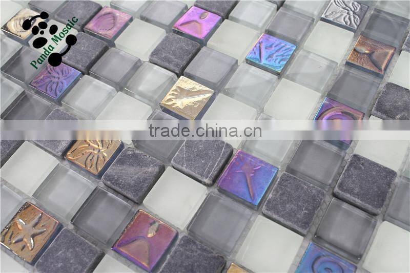 SMP28 Mosaic easy puzzle wall stickers glass tile Shell look mosaic
