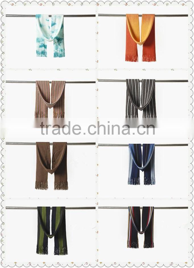 Fringe color mixed white black scarf for retail selling