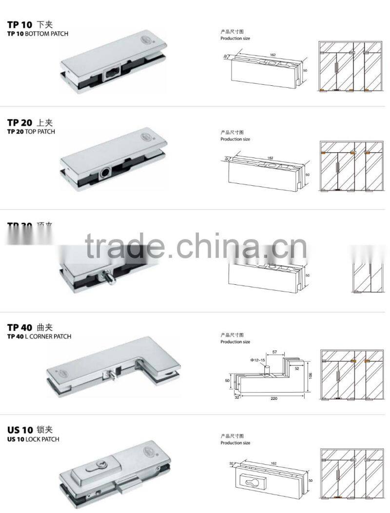 TP30 top glass door top clamp with pivot glass patch fitting pivot doors