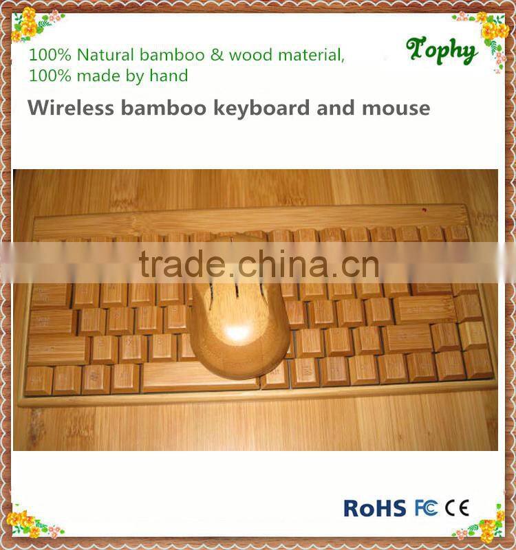 Environmental Handmade 2.4Ghz Wireless Bamboo Keyboard and Mouse Set