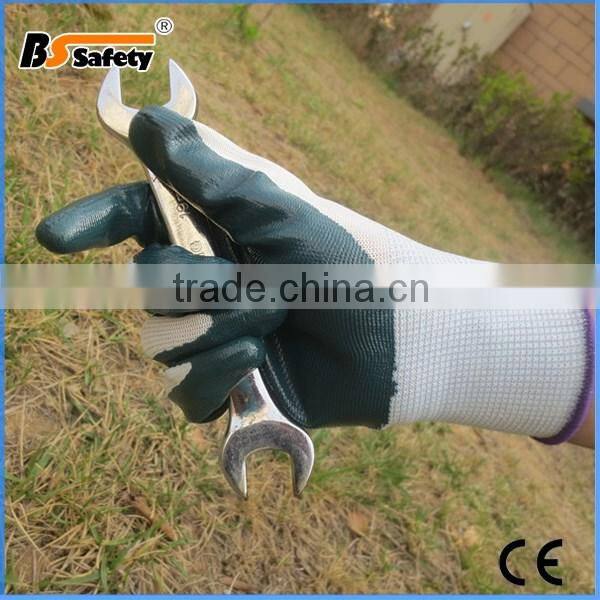 BSSAFETY Cheap nitrile coated safety gloves for industrial or garden working